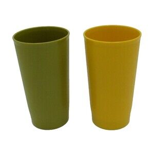 Tupperware Tumbler Drinkware Vintage Yellow + Green Harvest 873-15 Retro 70s USA